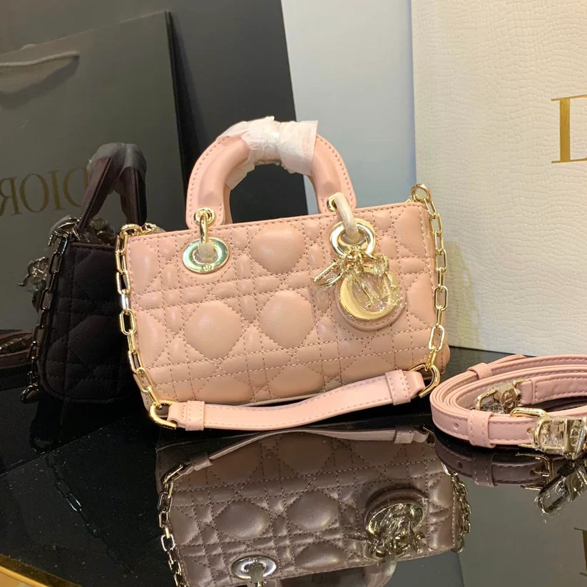 Dior Lady D-JOY Latte Cannage Lambskin Micro Bag Dior Lady D-JOY Latte Cannage Lambskin Micro Bag